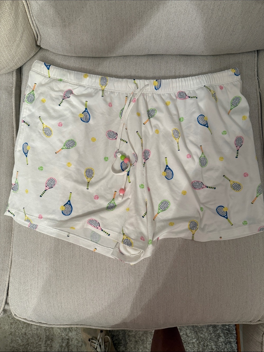 Z Supply White Tennis Racket Print Sleep Shorts